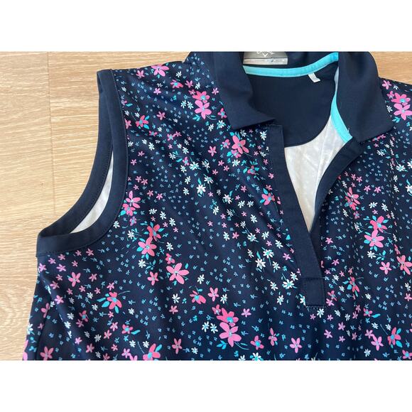 Callaway Opti-Dri Sleeveless Golf Dress Blue Floral Print Womens Size M Medium - Picture 4 of 6